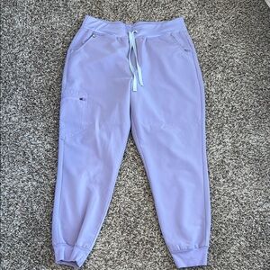 Figs scrub bottoms high waisted Zamora size petite large lavender dew po #2490